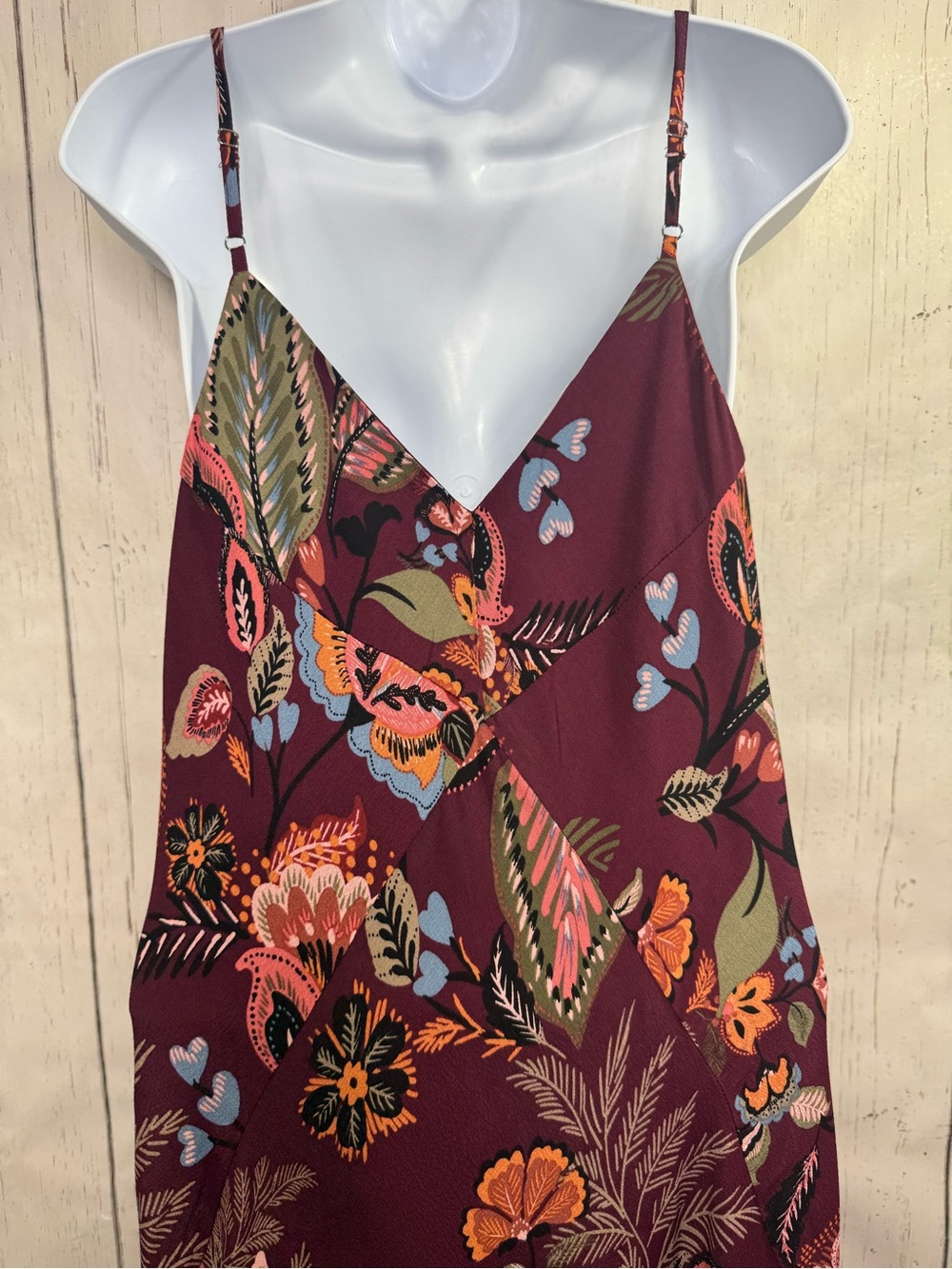 Maurices Burgundy Floral Maxi Dress Boho Cottagecore Slip Dress Whimsical M - Picture 7 of 16